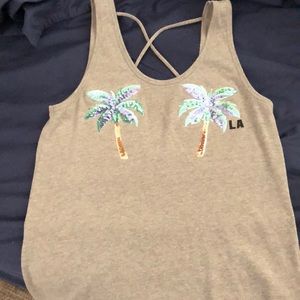 Pink Los Angeles sequin palm tree tank